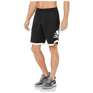 Adidas Mens Athletic Shorts Med Black White Badge Of Sport Lg Logo 8" Workout